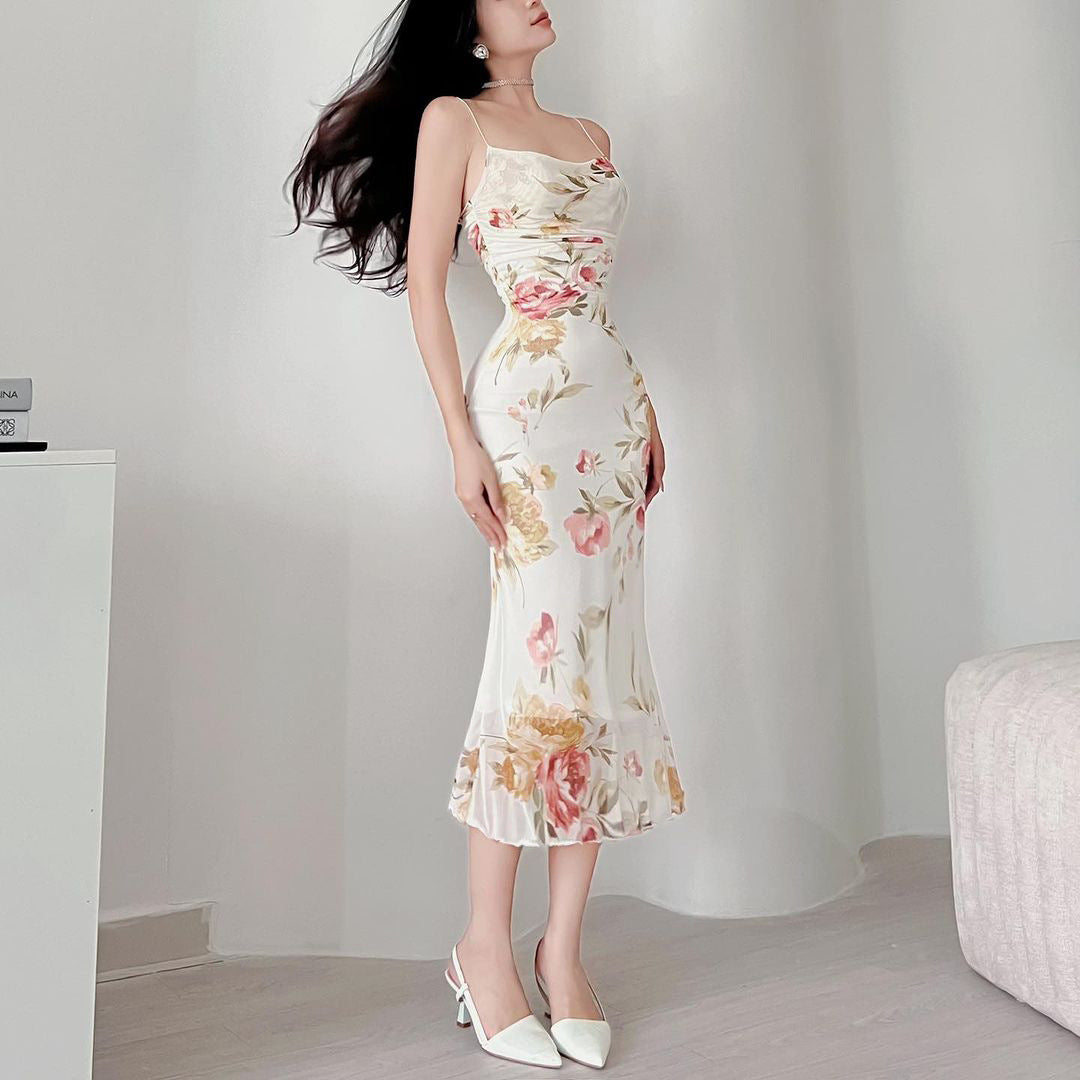 Robe Midi Fleurie Femmes avec Fronces Chic und Stil