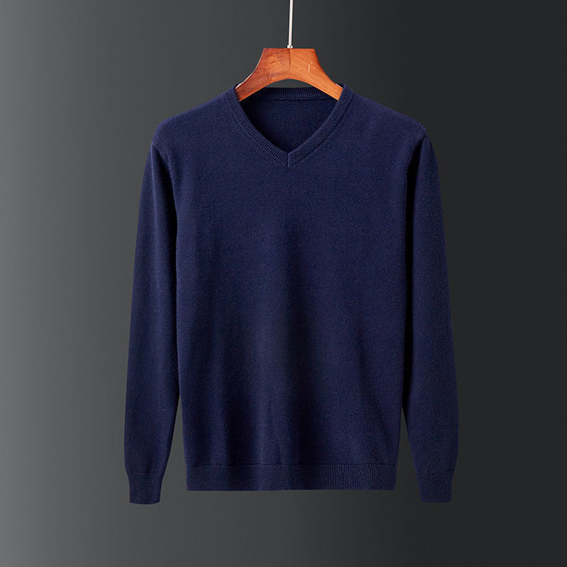 Pull homme élégant en laine fine à col en V Chic und Stil