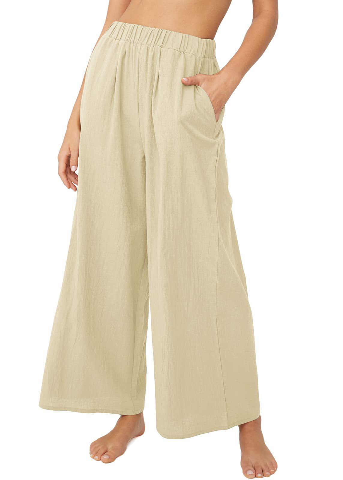 Pantalon d'été pour femmes, ample, avec taille élastique et poches latérales pratiques Chic und Stil