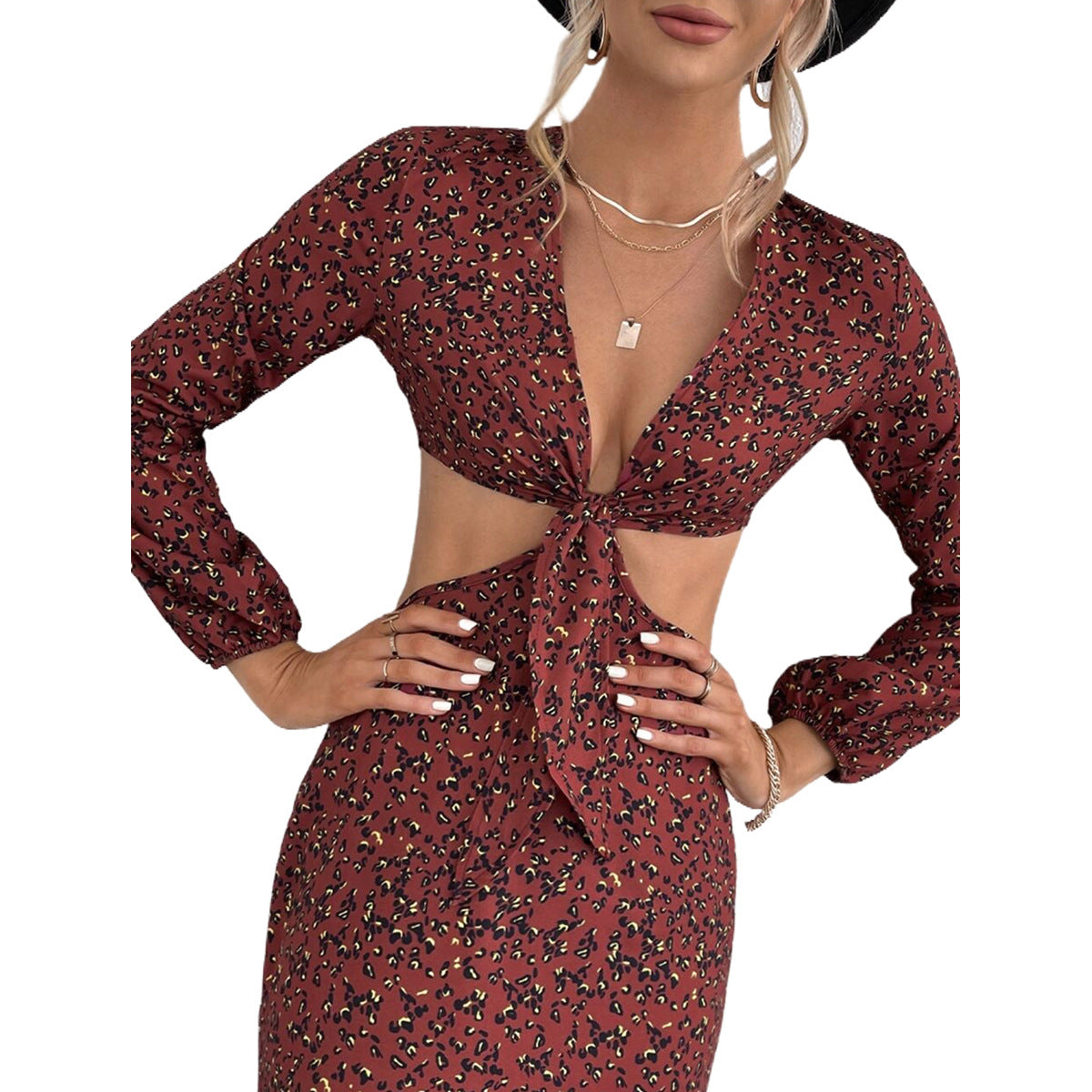 Robe maxi femme avec découpes et ceinture nouée florale Chic und Stil