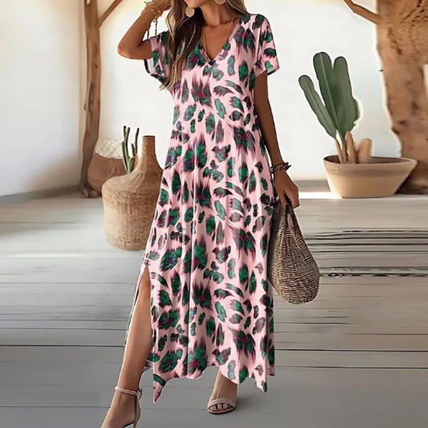 Robe maxi femme avec élégant décolleté en V et fentes latérales Chic und Stil