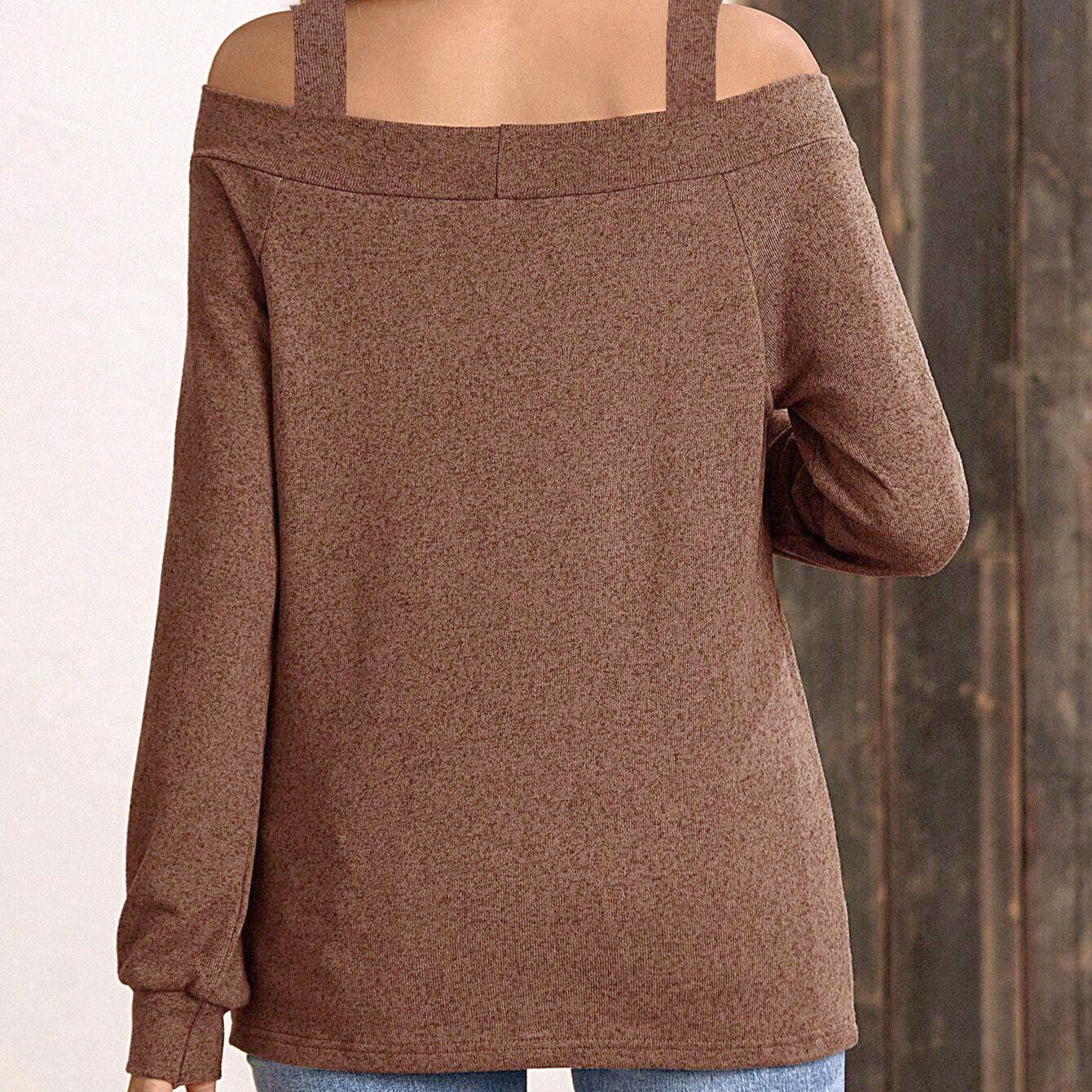 Pull off-shoulder pour femmes avec des bretelles tendance Chic und Stil