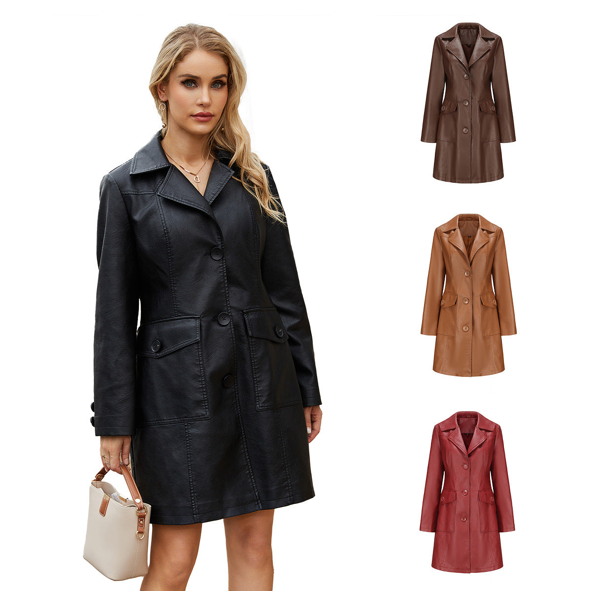 Blazer en faux cuir tendance pour femmes avec poches pratiques Chic und Stil