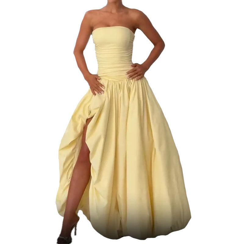 Robe maxi bandeau de haute qualité pour femmes avec fente élégante et jupe volumineuse Chic & Stil