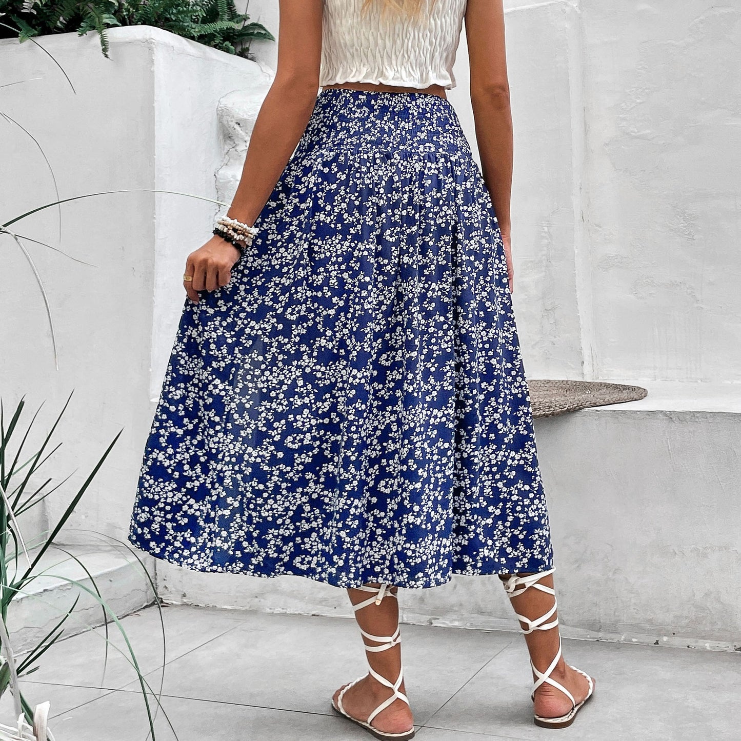 Jupe maxi fendue à imprimé floral pour femmes Chic und Stil