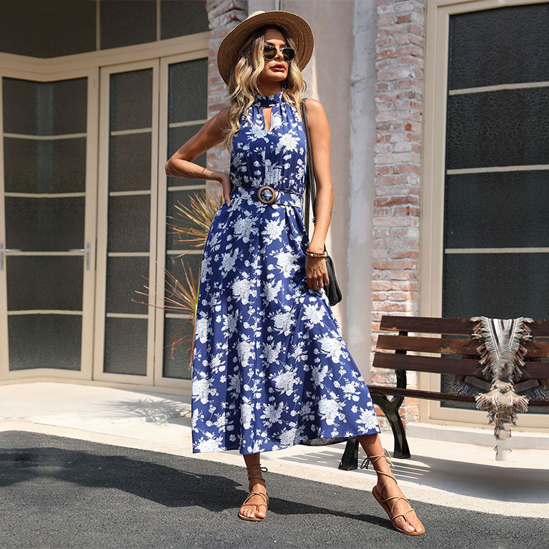 Robe maxi à imprimé floral pour femmes avec détail de fente haute Chic und Stil
