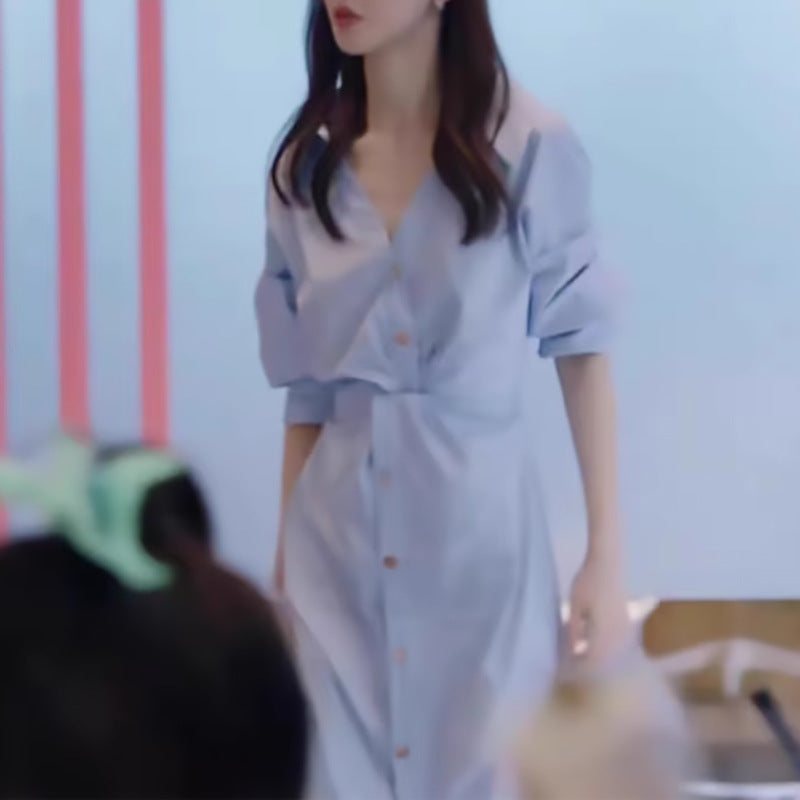 Robe chemise à boutons pour femmes avec taille nouée Chic und Stil