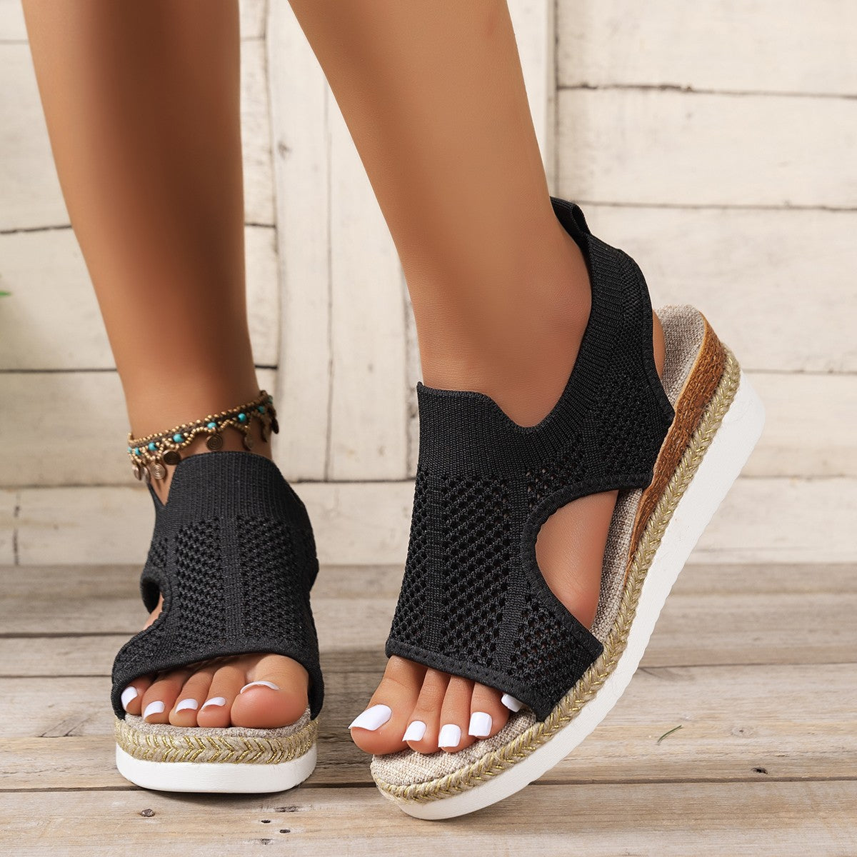 Sandales confort pour femmes avec structure en mesh respirant et semelle flexible Chic und Stil