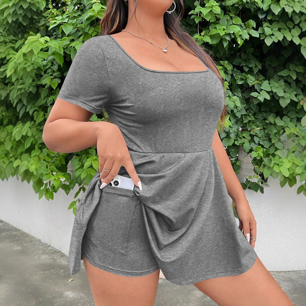 Robe swing en A pour femmes avec décolleté carré Chic und Stil
