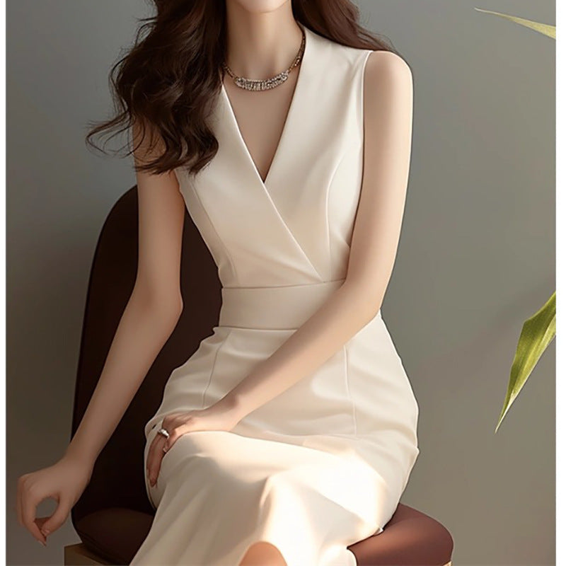 Robe midi élégante à col en V pour femme Chic und Stil