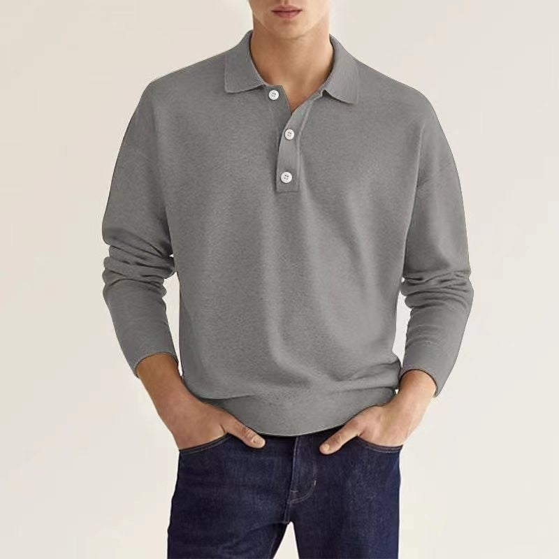 Chemise polo à manches longues pour hommes en tissu respirant avec des détails de boutons modernes Chic und Stil