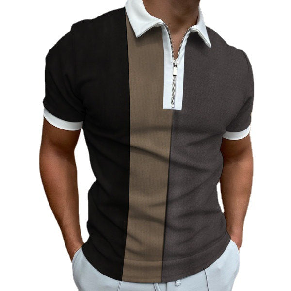 Chemise polo zippée à blocs de couleur pour hommes Chic und Stil