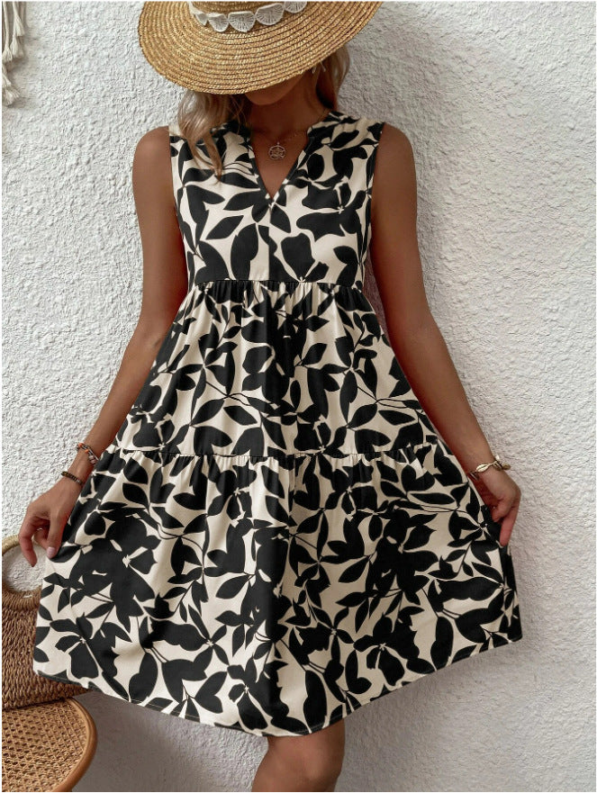 Chic and Stylish Women's V-Neck Floral Midi Dress