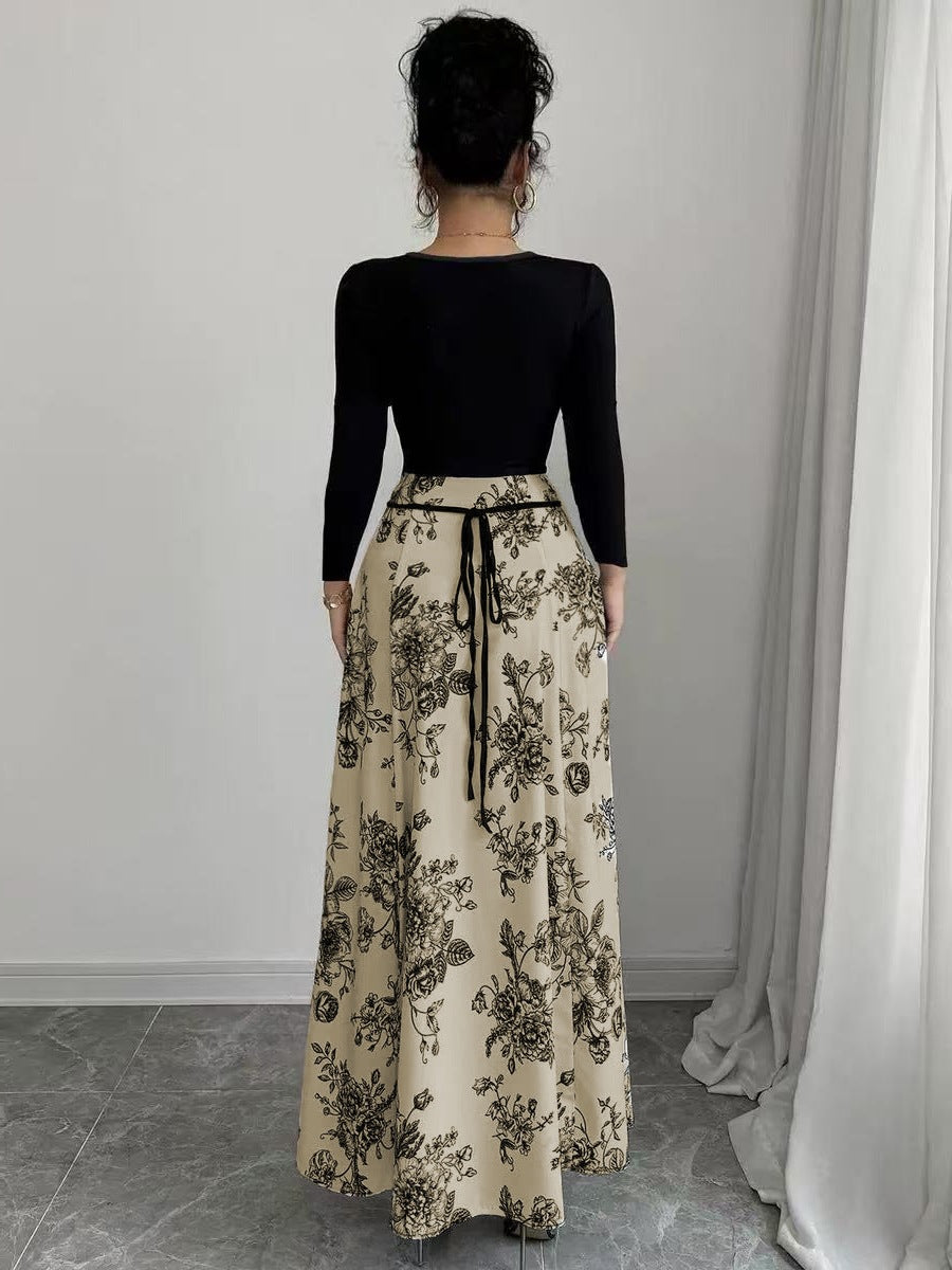 Robe maxi élégante pour femmes avec imprimé floral et coupe cintrée Chic und Stil