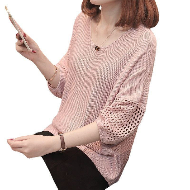 Dames pull en gros tricot avec des manches à trous décoratives Chic und Stil