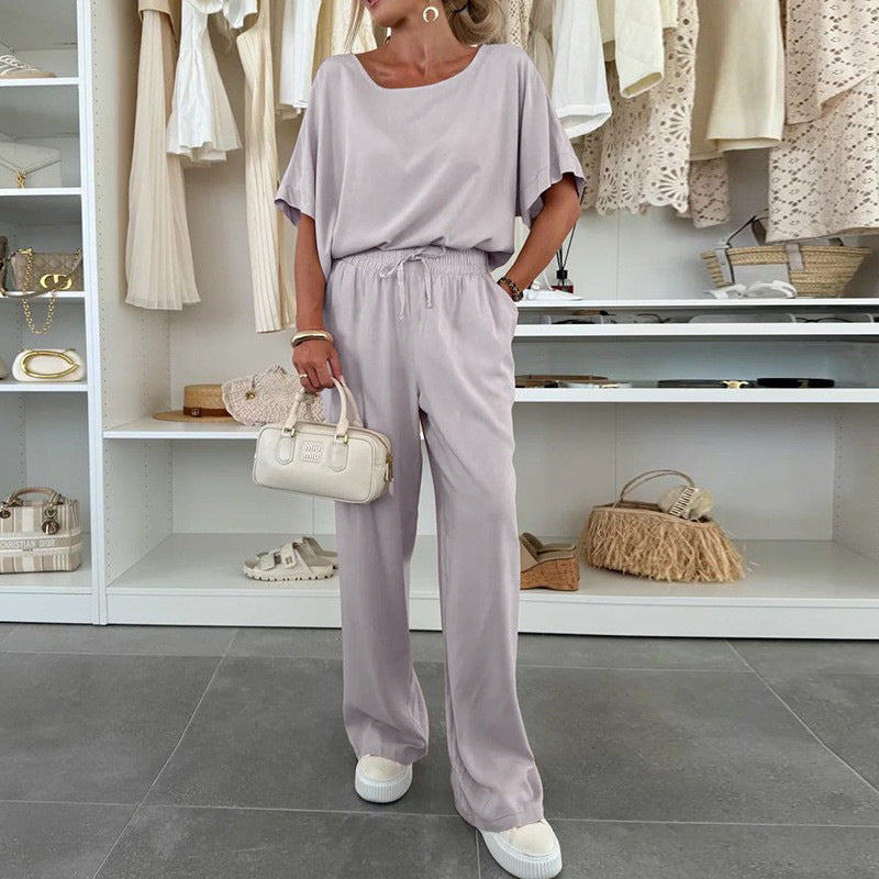 Dames combinaison décontractée à jambe large et tirage à la taille Chic und Stil