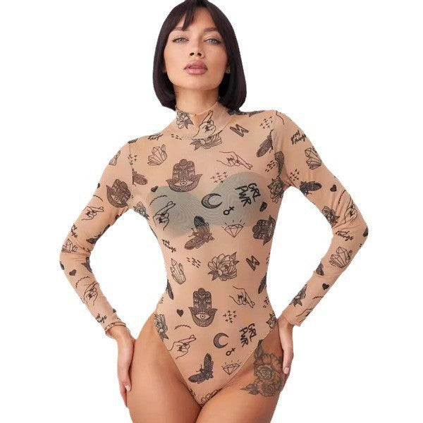 Body femme designer à manches longues avec imprimé créatif Chic und Stil