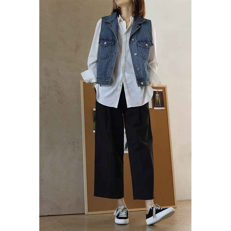 Pantalon court taille haute ajusté pour femme Chic und Stil