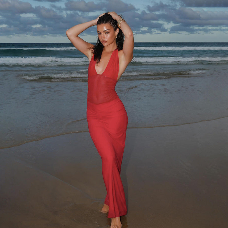 Robe maxi bodycon à encolure halter Chic und Stil
