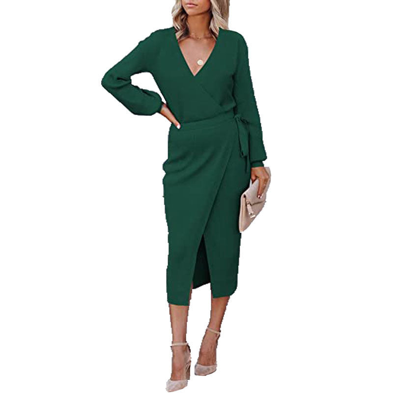Robe portefeuille pour femmes avec décolleté en V profond et ceinture élégante Chic und Stil