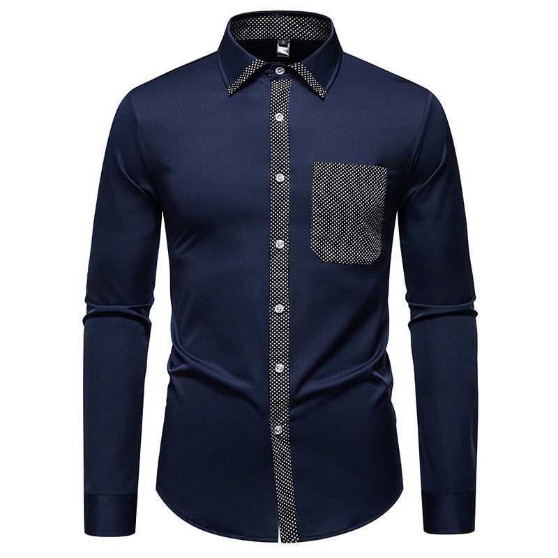 Chemise à manches longues pour hommes avec col contrasté et poche poitrine tendance Chic und Stil