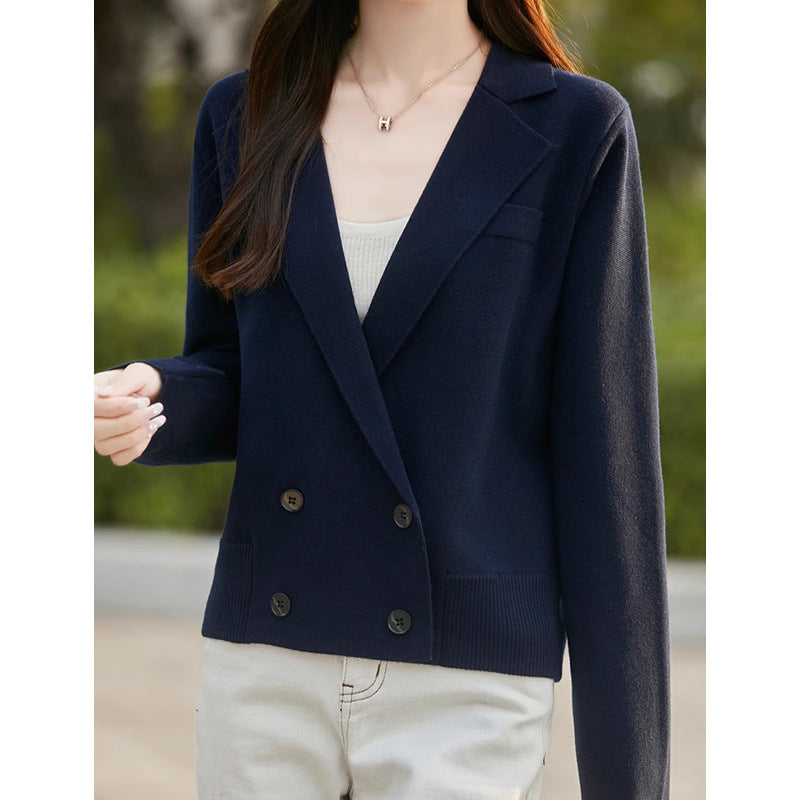Veste croisée à double boutonnage pour femme Chic und Stil à coupe décontractée
