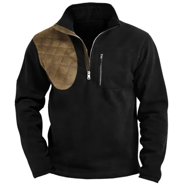 Pull-over matelassé pour hommes avec fermeture éclair semi-continue de haute qualité et poches Chic und Stil