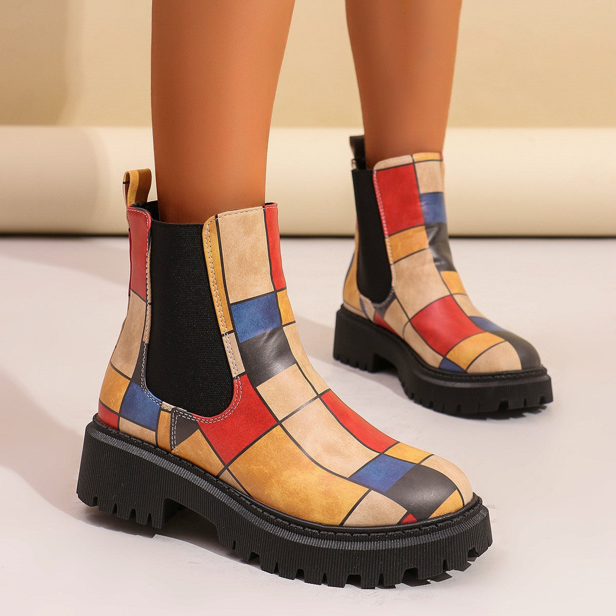 Bottines Chelsea pour femmes avec imprimé créatif et semelle antidérapante Chic und Stil