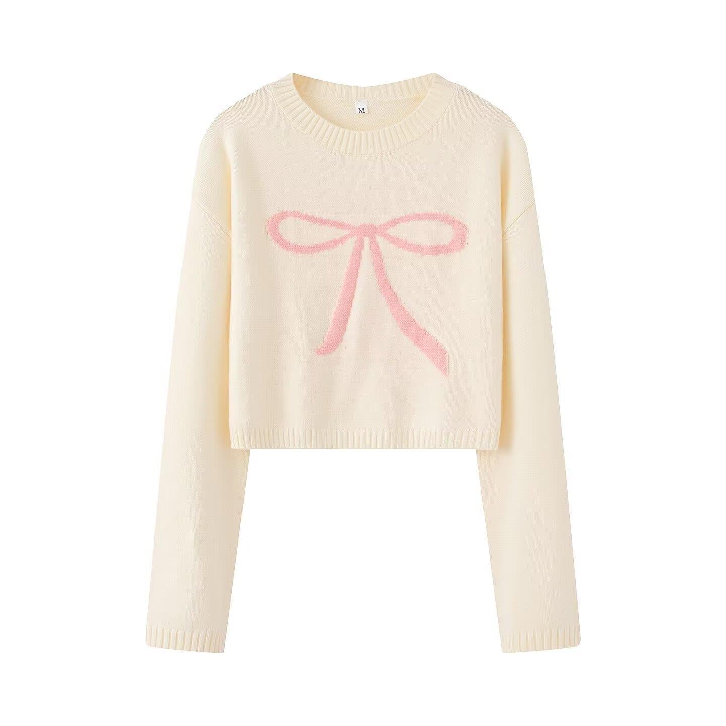 Pull-over en tricot court pour femmes avec design de nœud décoratif Chic und Stil