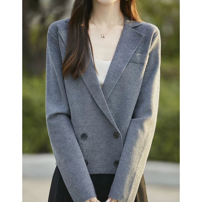 Veste croisée à double boutonnage pour femme Chic und Stil à coupe décontractée