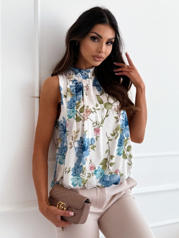 Chemisier à col haut fleuri pour femmes Chic und Stil