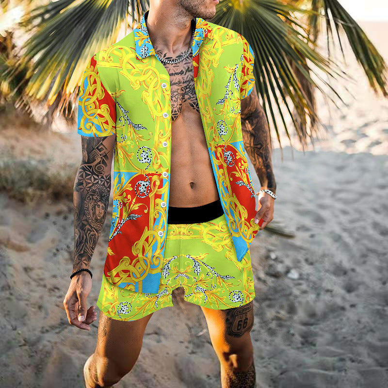 Hommes ensemble de plage à motifs à manches courtes élégant Chic und Stil
