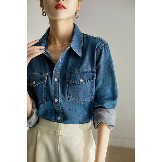 Chemise classique en denim à boutons pour femme Chic und Stil