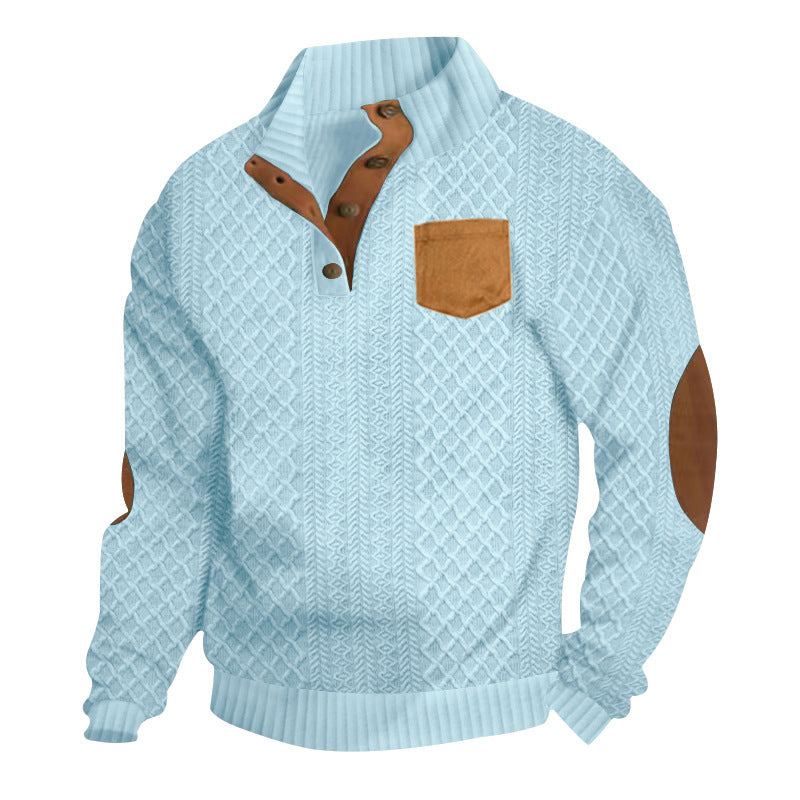 Pull en tricot pour hommes avec col montant et patte de boutonnage Chic und Stil