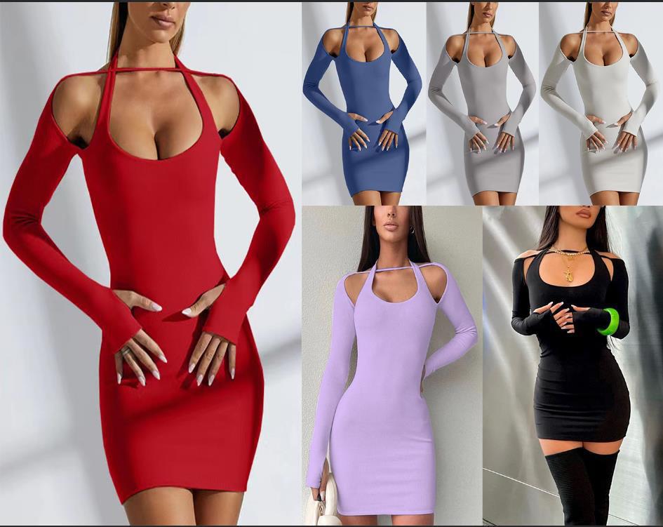 Robe mini à manches longues ouverte d'un côté pour dames Chic und Stil