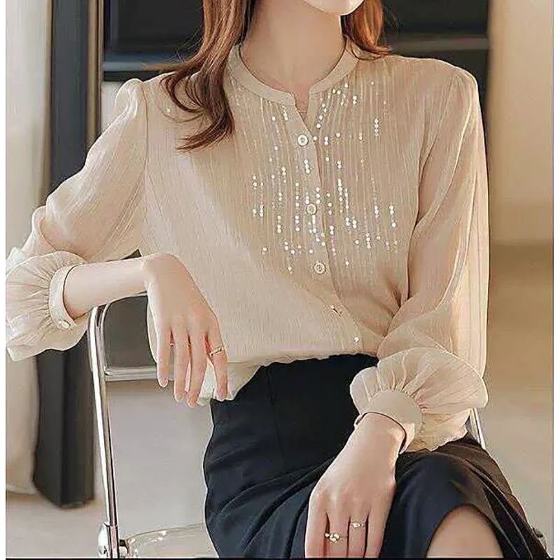 Blouse transparente élégante à boutons pour femmes Chic und Stil