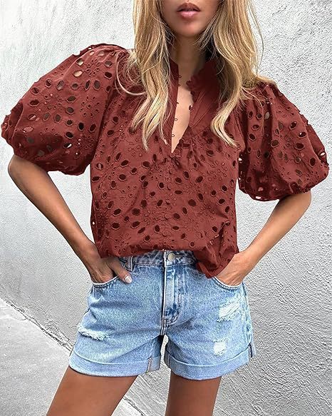 Blouse à manches bouffantes œillets pour femmes Chic und Stil