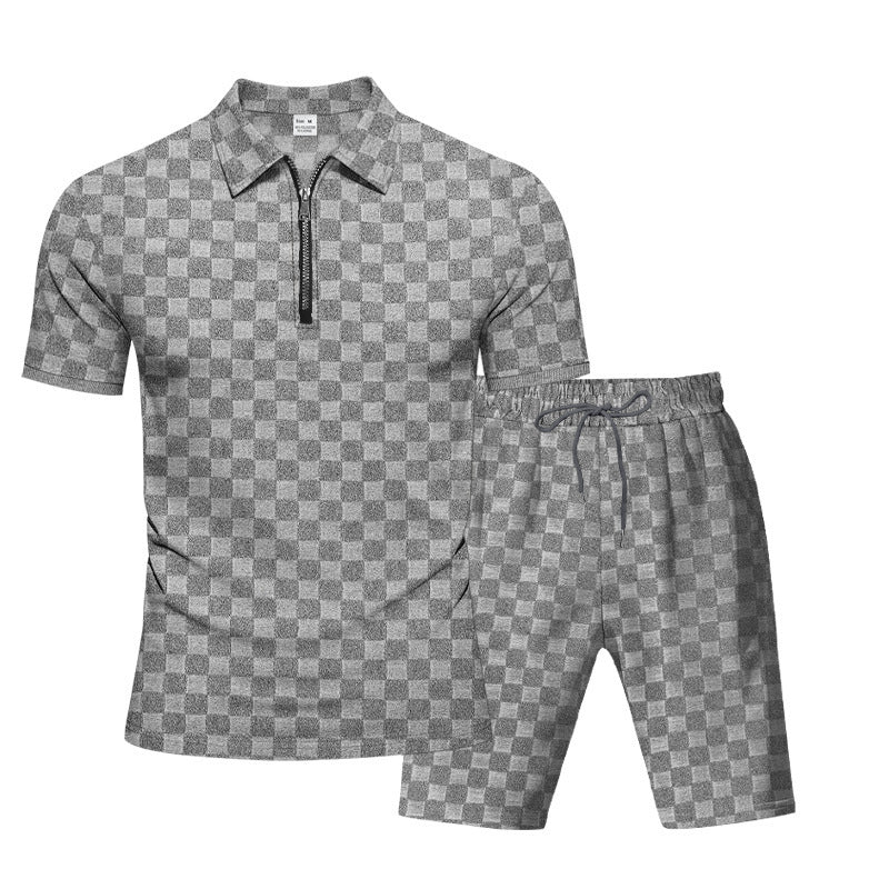 Hommes Ensemble de sport à manches courtes avec design structuré de haute qualité Chic und Stil