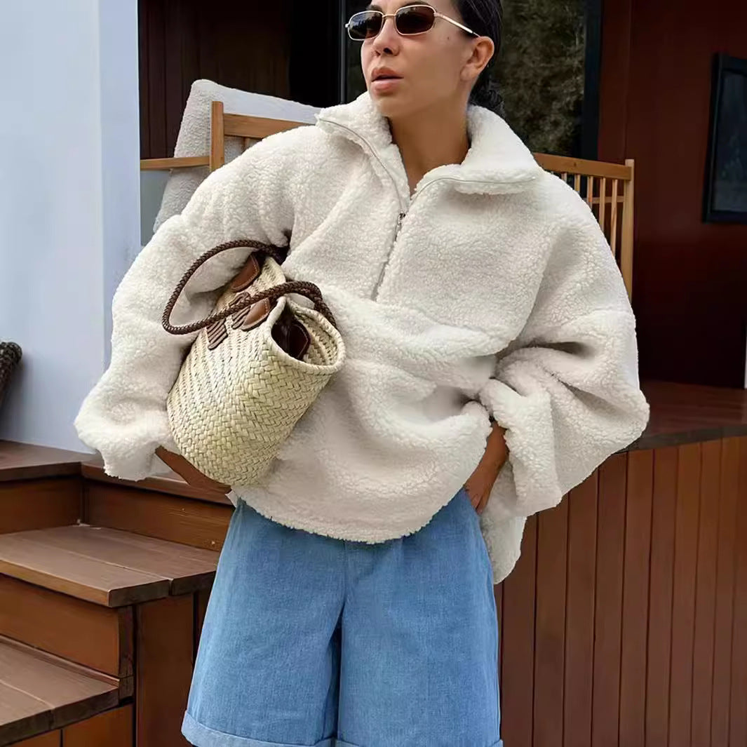 Pull-over en polaire pour femmes avec col haut Chic und Stil