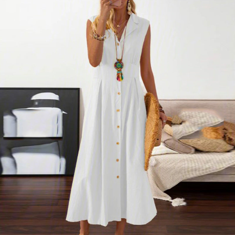 Robe maxi femme avec patte de boutonnage et coupe polyvalente Chic und Stil