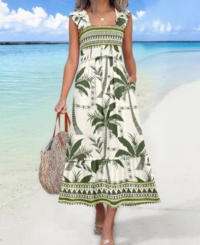 Robe maxi à étages pour femmes avec bretelles réglables et poches Chic und Stil