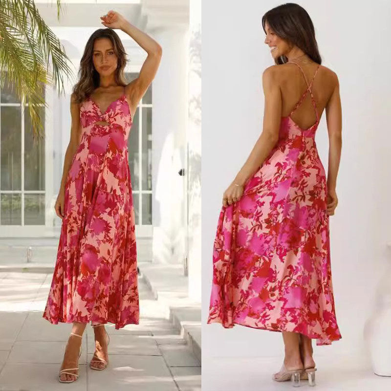 Robe midi A-ligne inspirée des fleurs Chic und Stil pour femmes