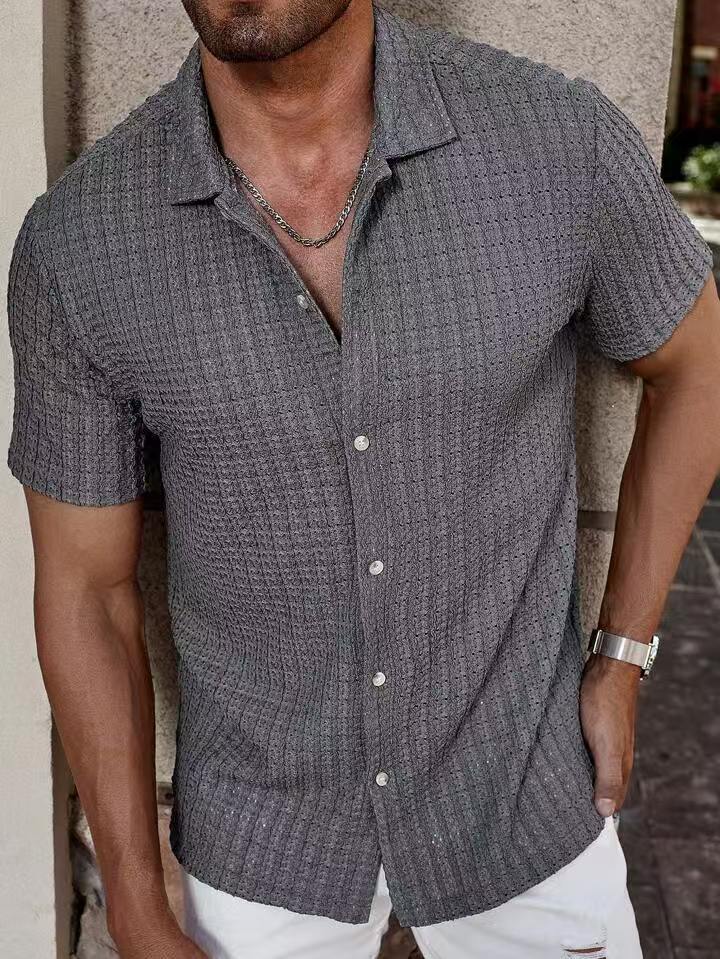 Chemise décontractée à manches courtes structurée pour hommes Chic und Stil