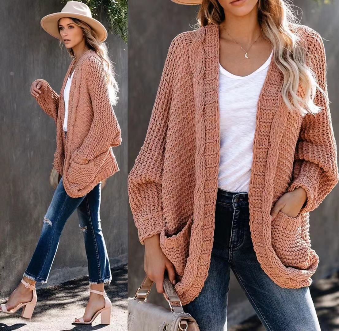 Veste en tricot épais pour femmes avec des contours décontractés et de grandes poches Chic und Stil