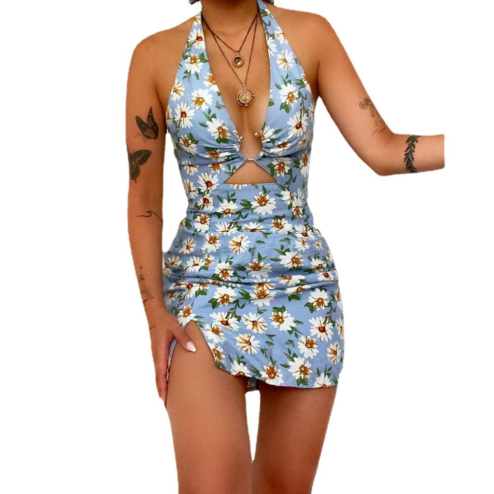 Robe halter floral pour femmes Chic und Stil
