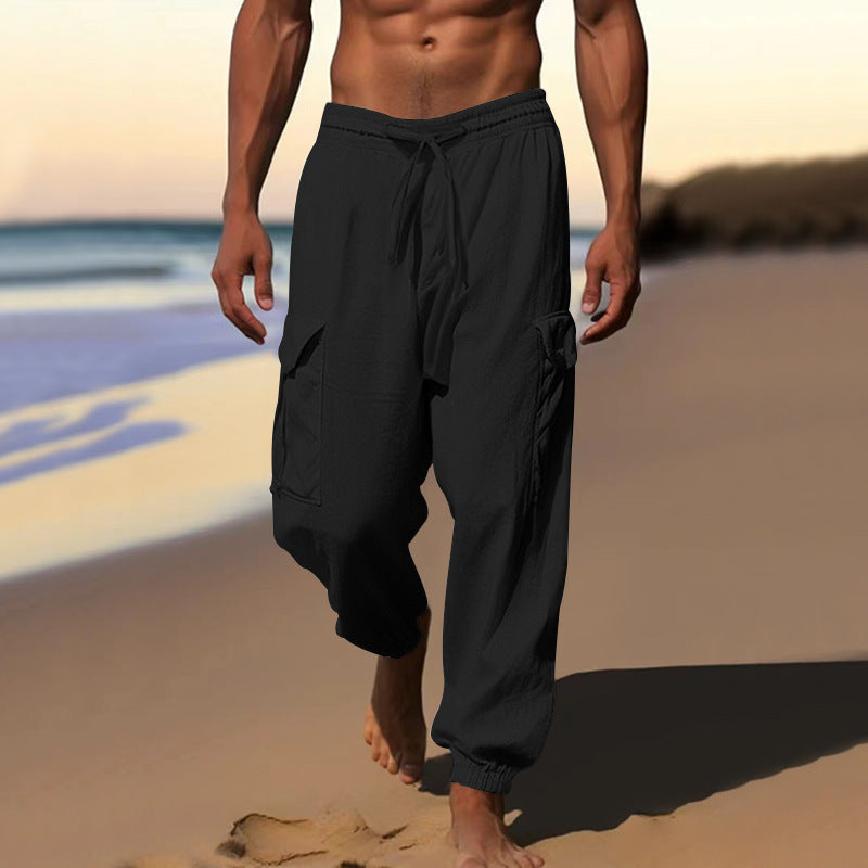 Pantalon cargo décontracté pour hommes avec taille élastique et poches latérales pratiques Chic und Stil