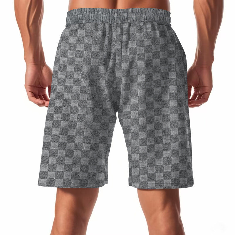 Shorts de plage décontractés pour hommes avec taille élastique et motif à carreaux moderne Chic und Stil