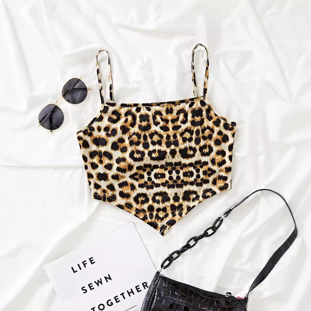 Dame Crop-top au motif léopard tendance Chic und Stil
