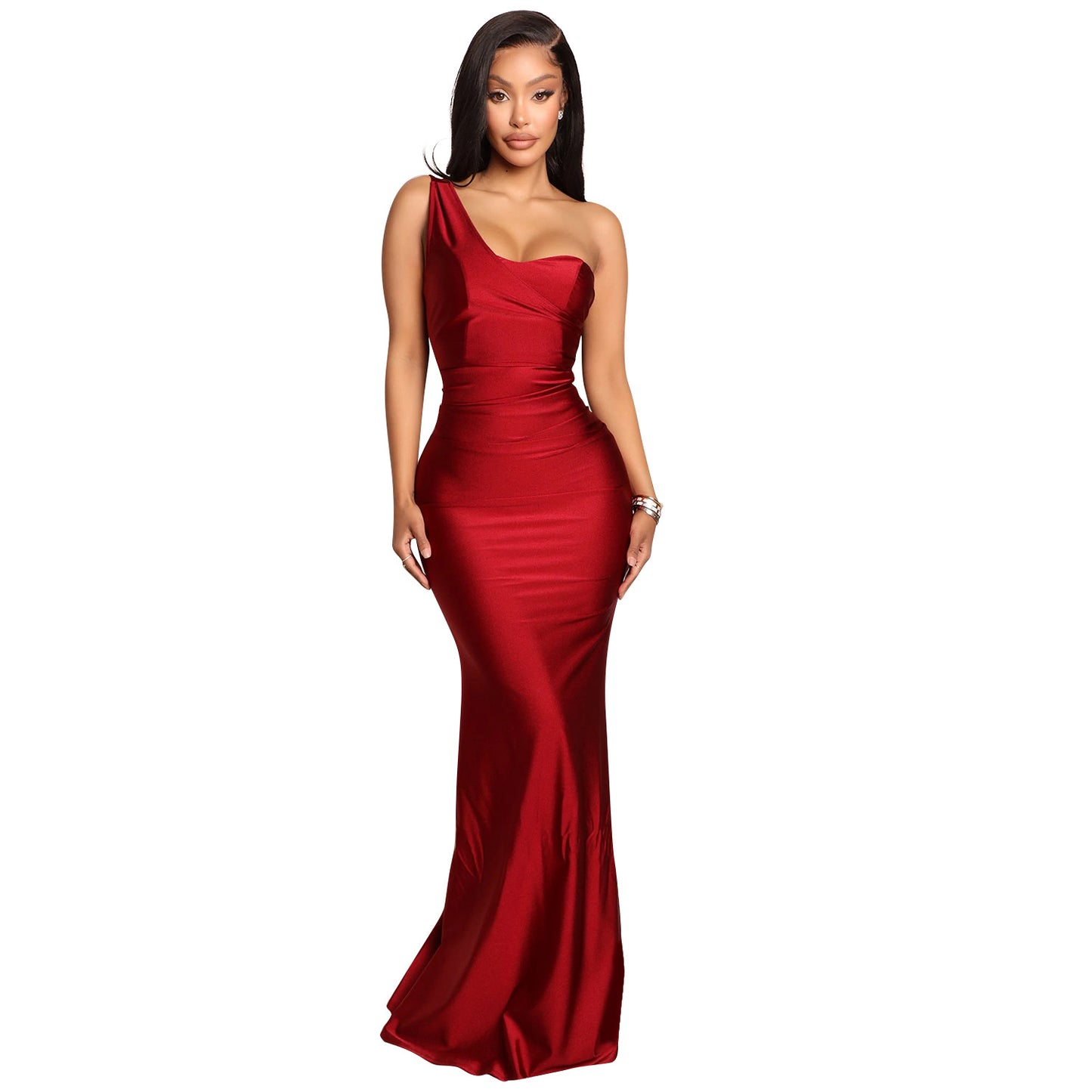 Robes de soirée satin à une épaule Chic und Stil