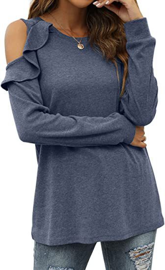 T-shirt à manches longues pour femmes avec des manches découpées et un détail volant Chic und Stil